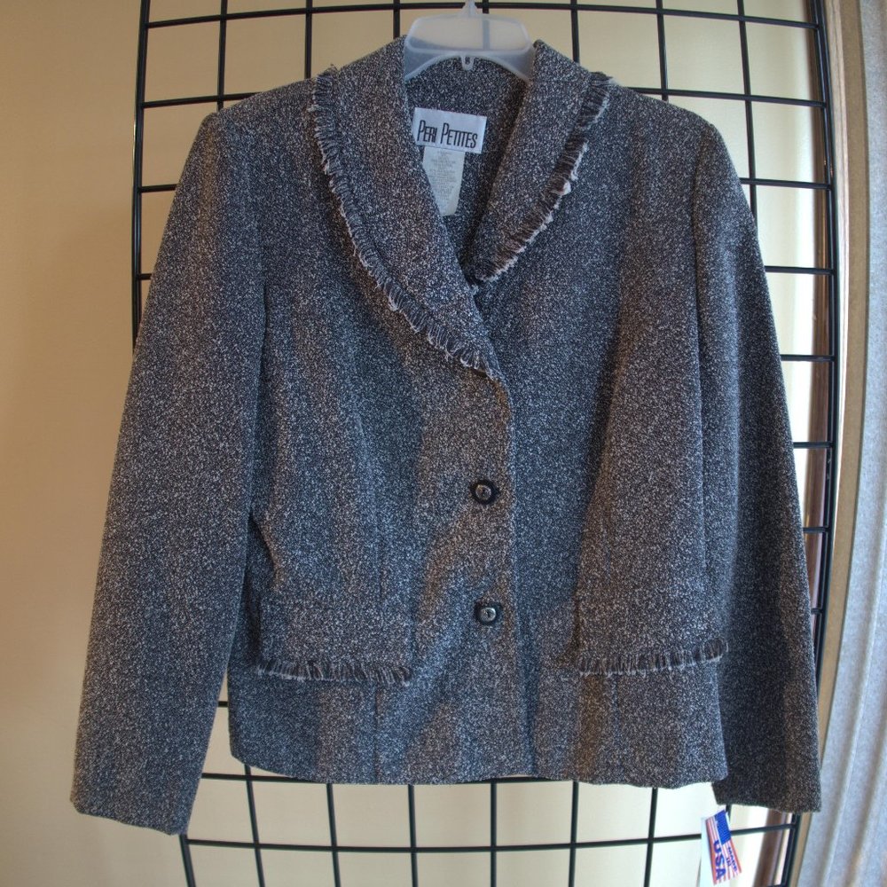 Peri Petites Tweed Jacket with Frill Collar Detail - Never Worn - Sz. 6